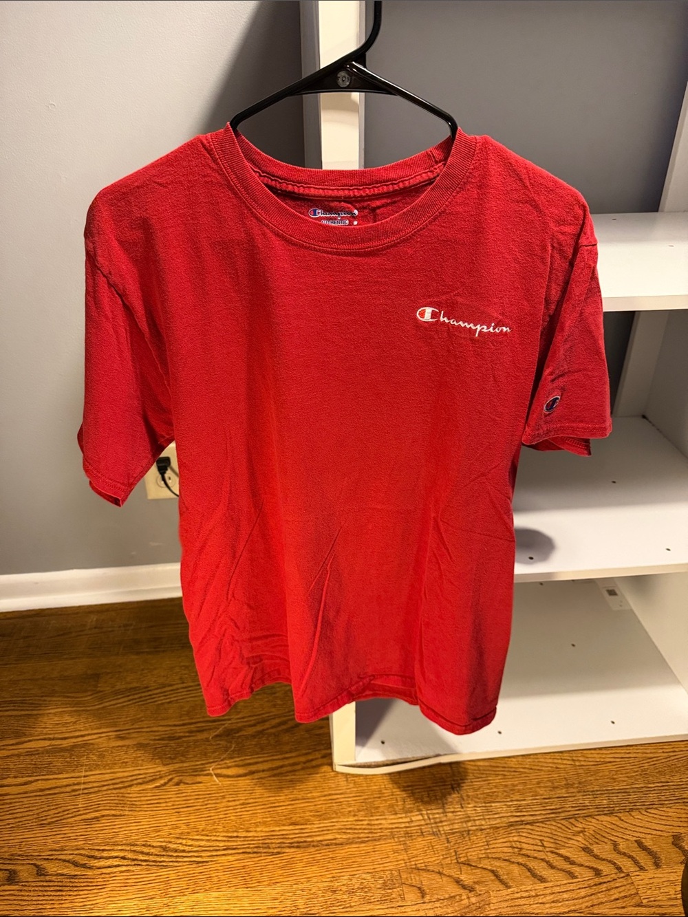 Champion Red Crewneck T-Shirt with Script Logo
